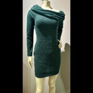 Elegant Green Knit Sweater Dress